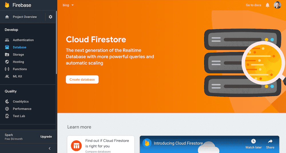 Create Firebase Database